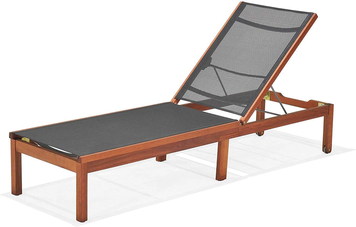Black Eucalyptus Wood Patio Sling Lounger H698634