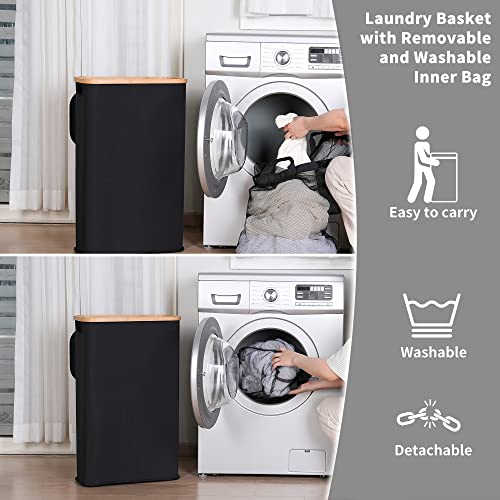 Black 75L Collapsible Laundry Hamper with Lid J39510