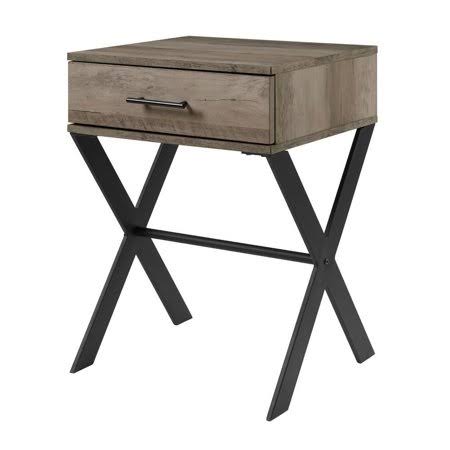 1 Drawer Metal and Wood Side Table T76070