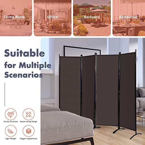 White 4-Panel Folding Room Divider with Iron Frame F80780