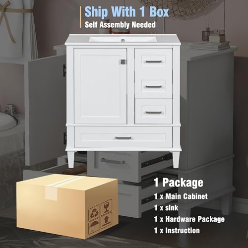 Green Solid Wood Bathroom Vanity with Sink and 3 Drawers G8893