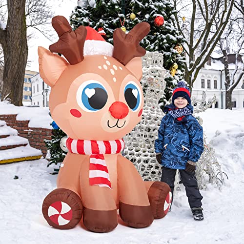 7ft Outdoor Inflatable Snowman Yard Decorations with Led Lights L246427