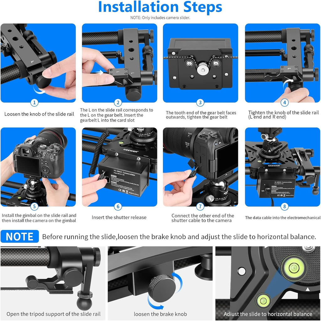 Motorized Camera Slider Carbon Fiber Dolly Rail with Remote Controller O524330
