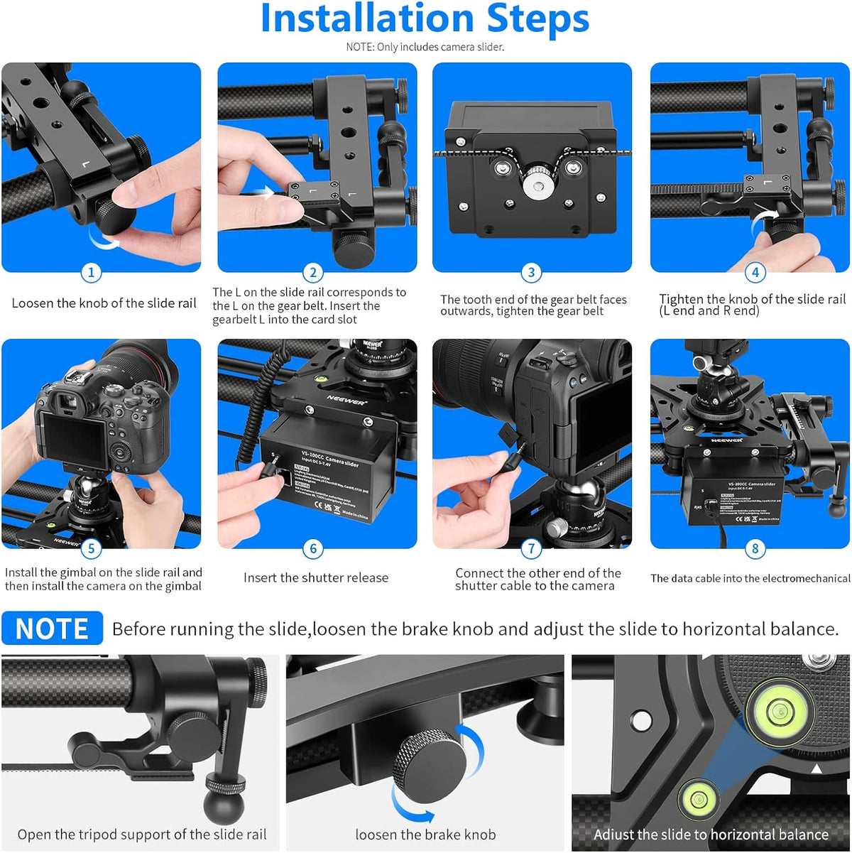 Motorized Camera Slider Carbon Fiber Dolly Rail with Remote Controller O524330