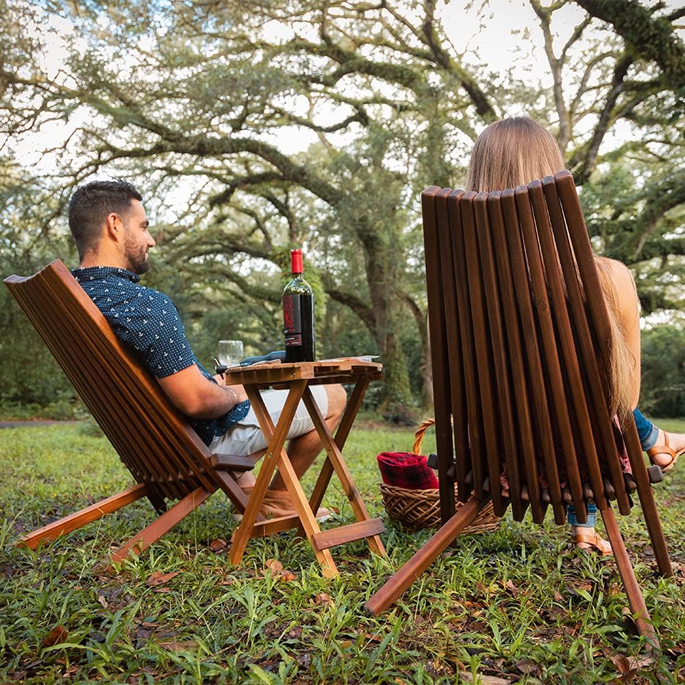 Folding Acacia Wood Outdoor Lounge Chair I698