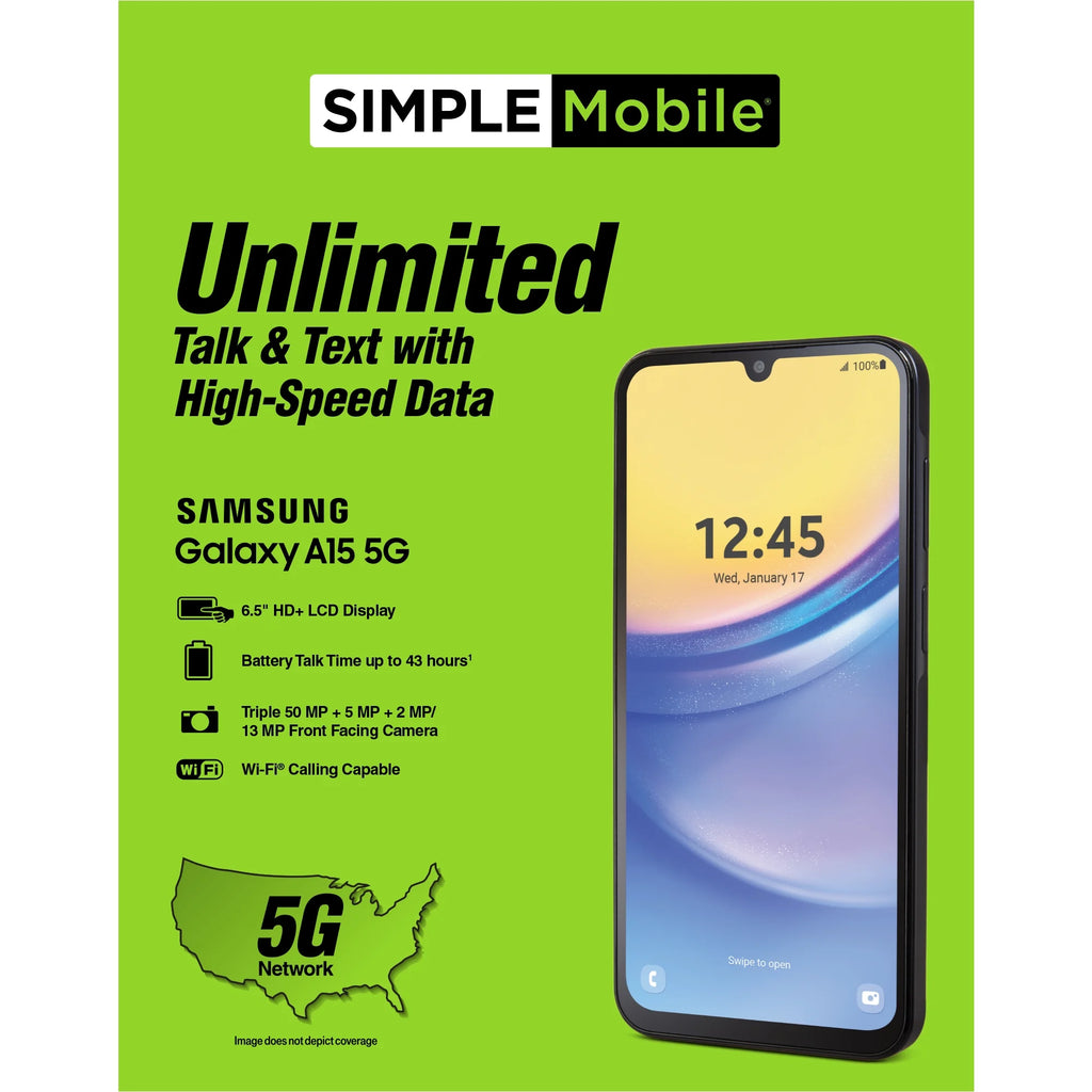 Samsung Galaxy A15 128GB Black Prepaid Smartphone A403549