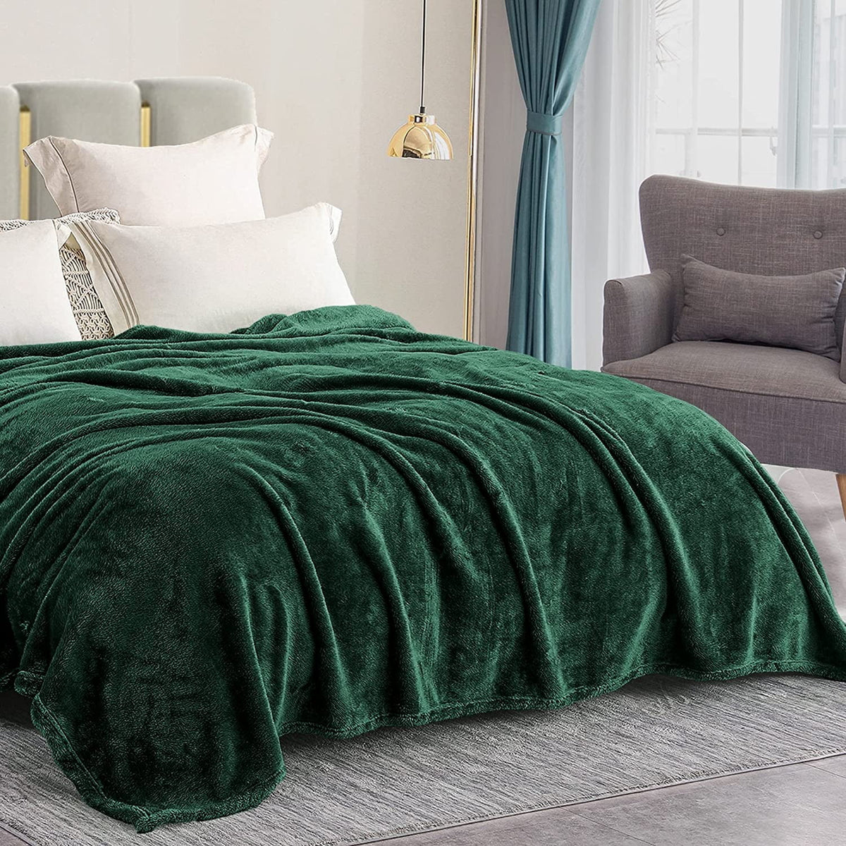 Twin Size Plush Fuzzy Fleece Bed Blanket D856850