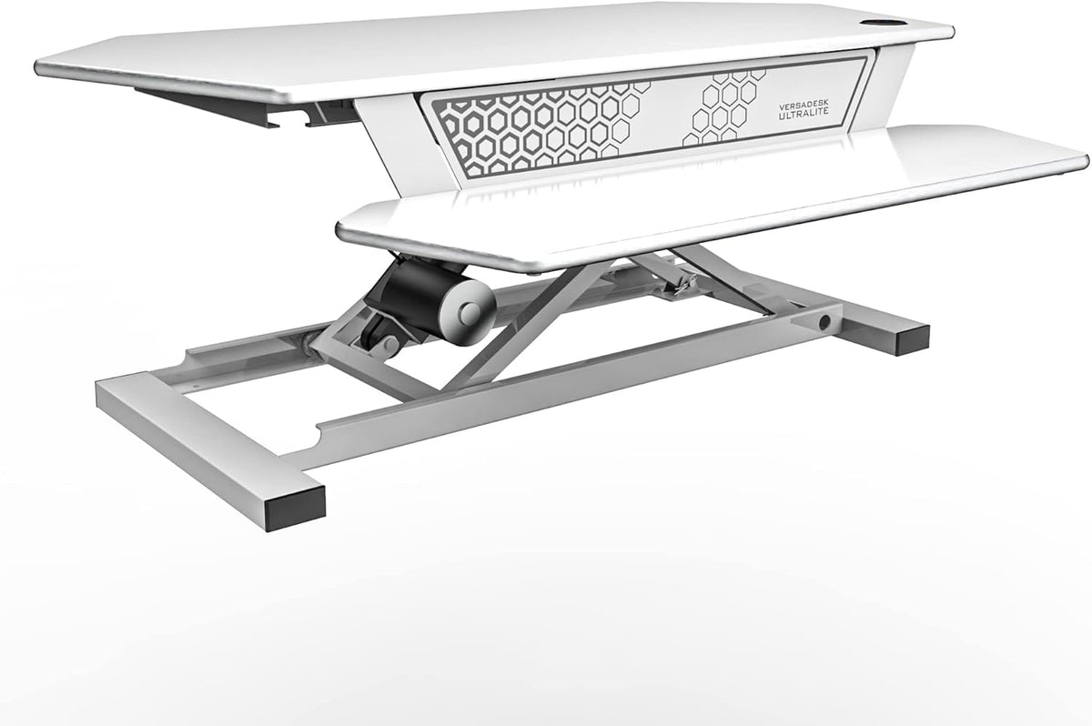 Electric Height-Adjustable Desk Riser with Keyboard and Mouse Tray, 36" x 24" Black E7837