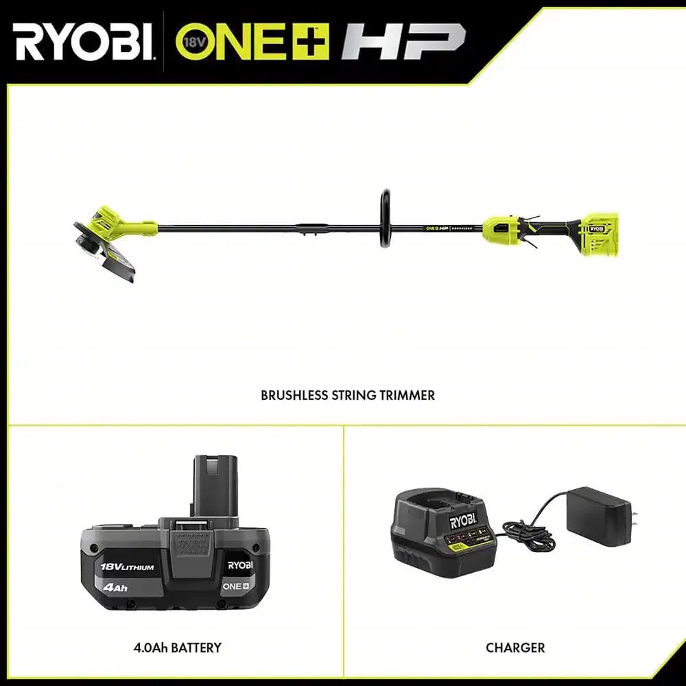 18V Cordless Battery String Trimmer with 4.0 Ah Battery and Charger D58743