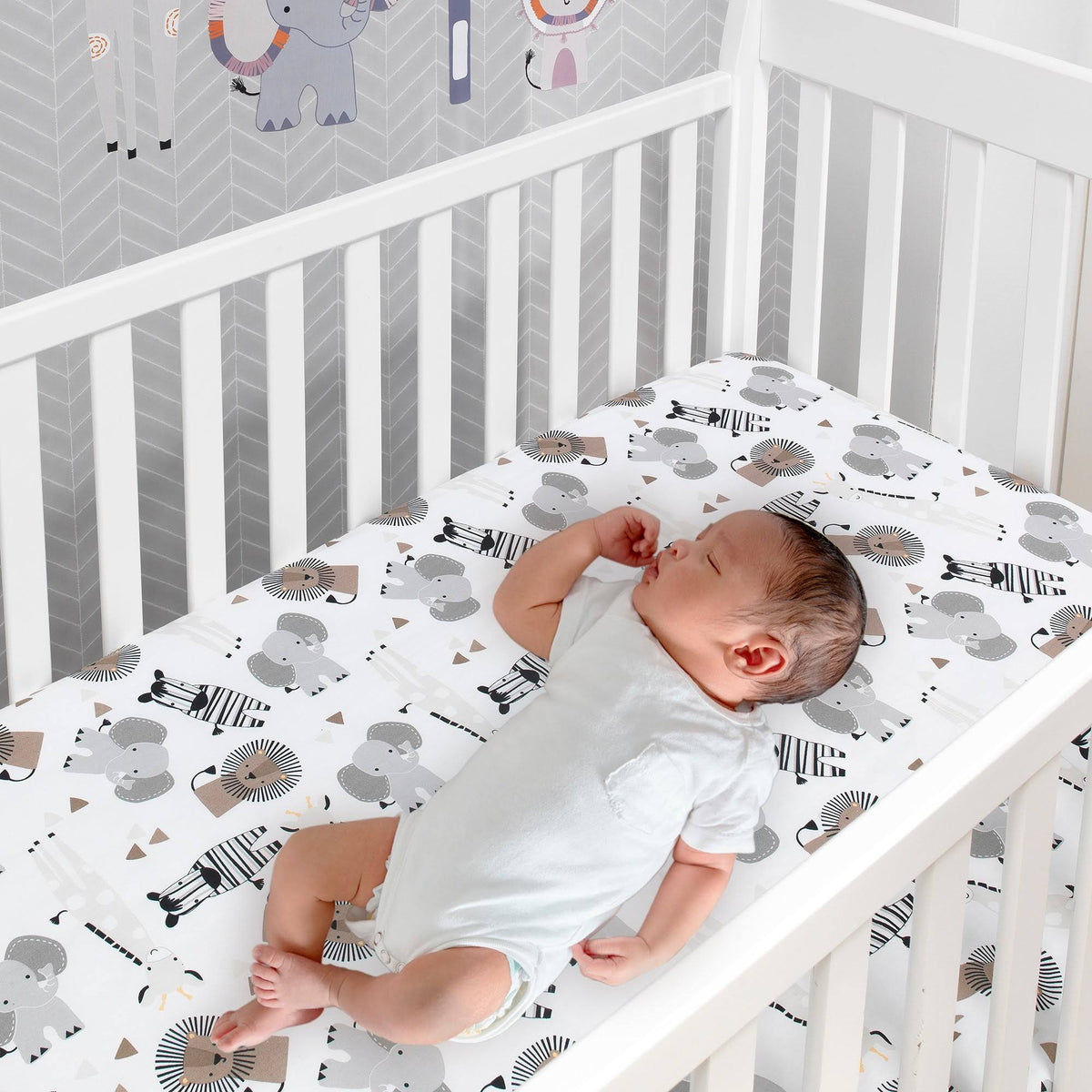 Jungle Safari Gray/Tan/White 6-Piece Baby Crib Bedding Set X390764