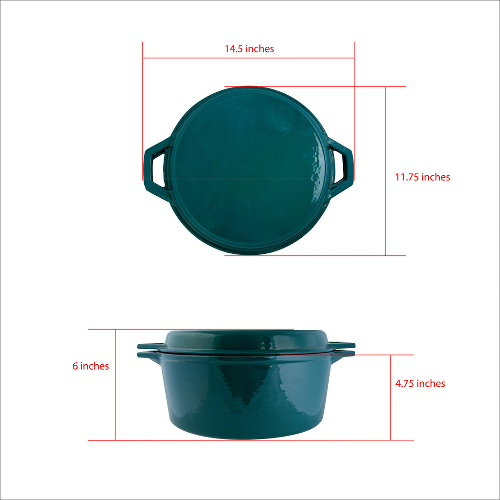 Enameled Cast Iron Dutch Oven with Grill Lid, 7-Quart D48722