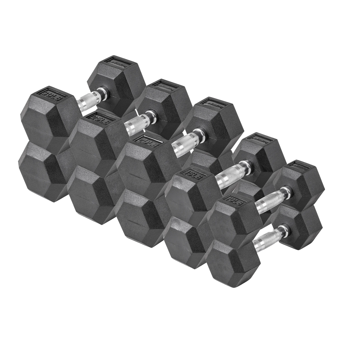 150 lb Hex Rubber Dumbbell Set W353406