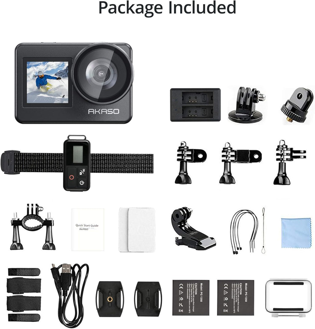 4K30FPS 20MP WiFi Action Camera with Touch Screen IPX8 Waterproof Camera EIS 2.0 External Mic with 2X 1350mAh Batteries I48752