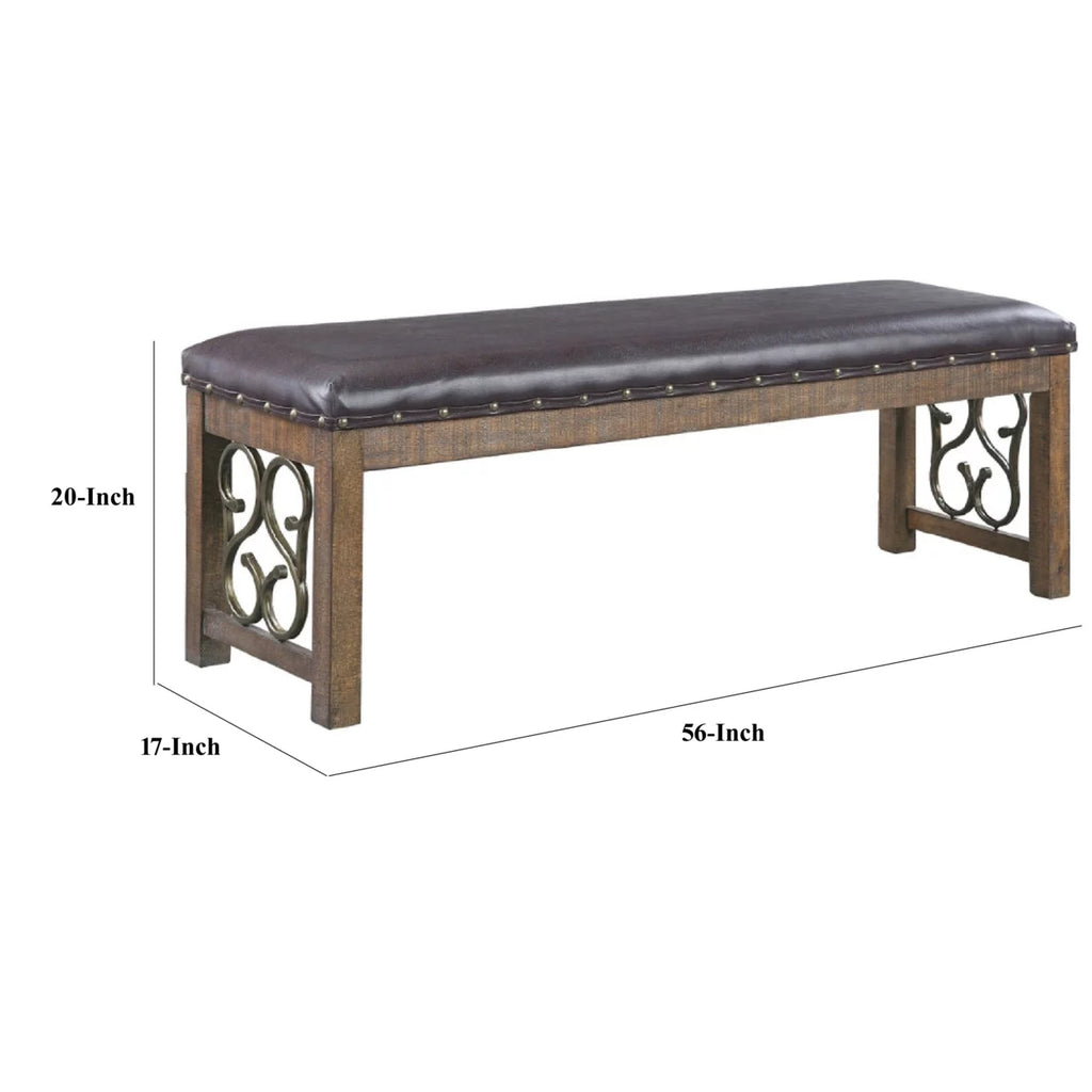 56 Inch Solid Wood Padded Bench H706