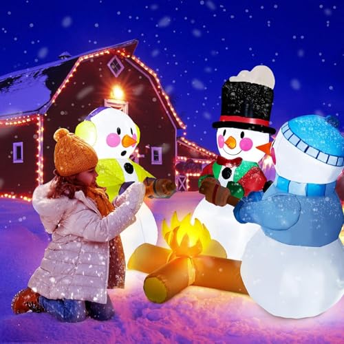 7ft Outdoor Inflatable Snowman Yard Decorations with Led Lights L246427