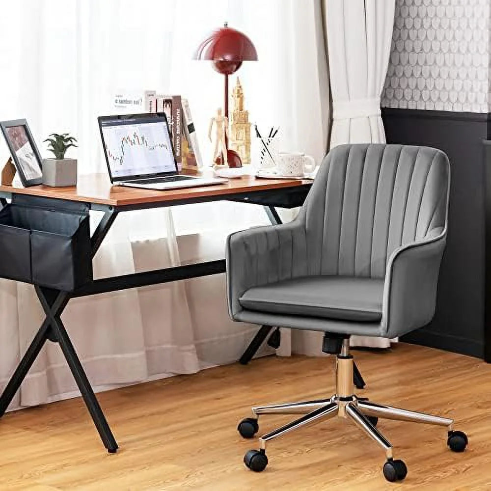 Blue Velvet Tufted Swivel Desk Chair E971703
