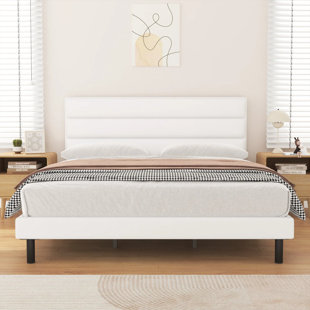 Twin Size Wingback Fabric Upholstered Platform Bed Frame B5011