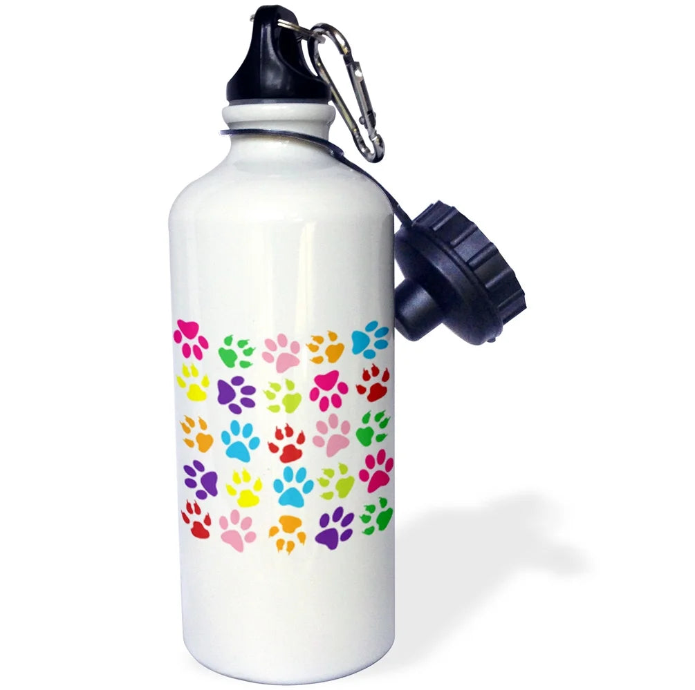 Multi Color Puppy Paws Straw Water Bottle, 21-ounce G891534