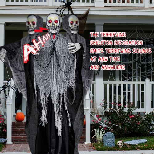 Life Size Animatronics Grim Reaper Halloween Decoration with Chain F896