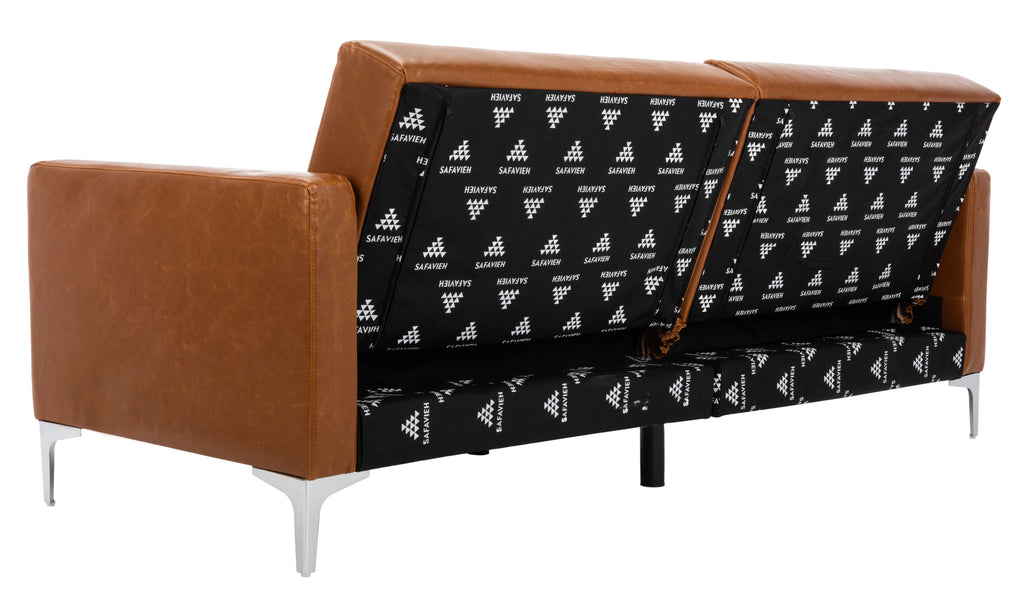 Cognac/Chrome Foldable Futon Bed J847