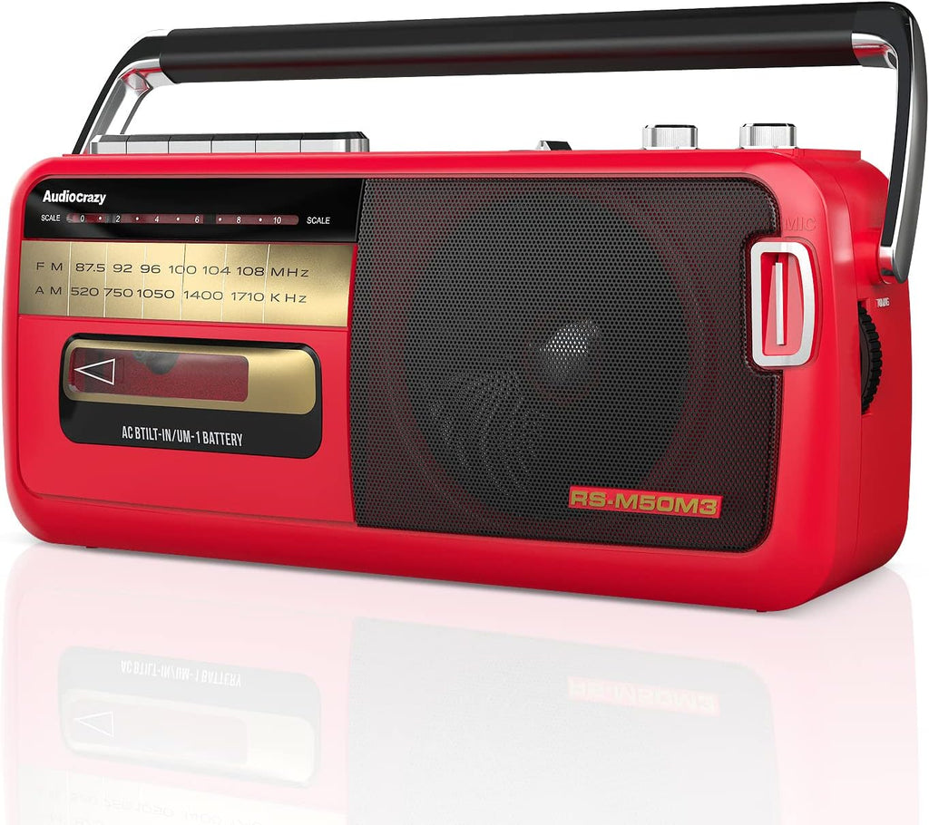 Black Retro Boombox Cassette Player AM/FM Radio Stereo with USB Slot R36706