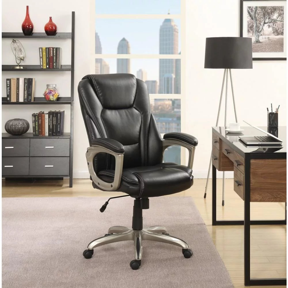 Black Bonded Leather Office Chair with Memory Foam W717