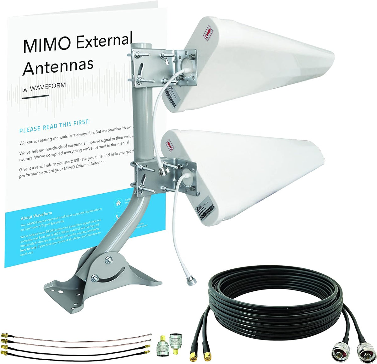 4G/5G Log Periodic Antenna Kit, 2x2 600-6000 MHz, Twin Cable Z345318