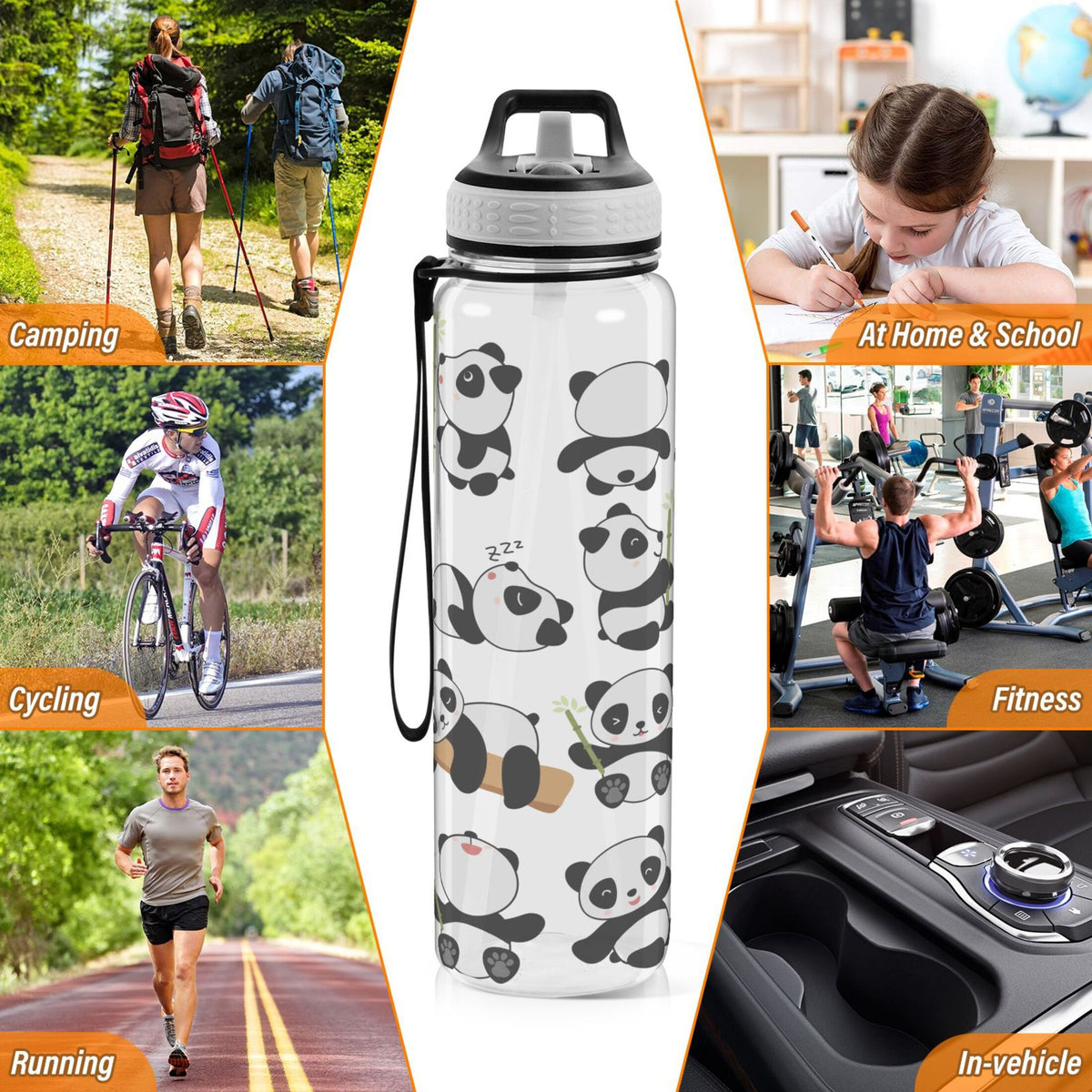 32oz Tritan Leakproof Clear Water Bottle with Straw J491855