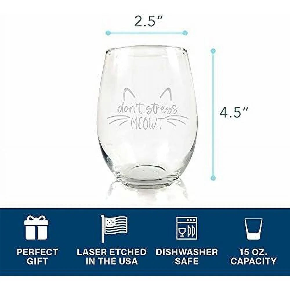 Cat Lover Stemless Wine Glass E872