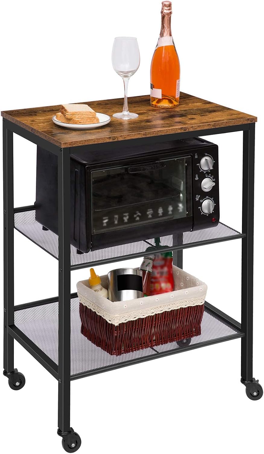 Rolling Cart, 3-Tier Utility Cart with Brakes D4814