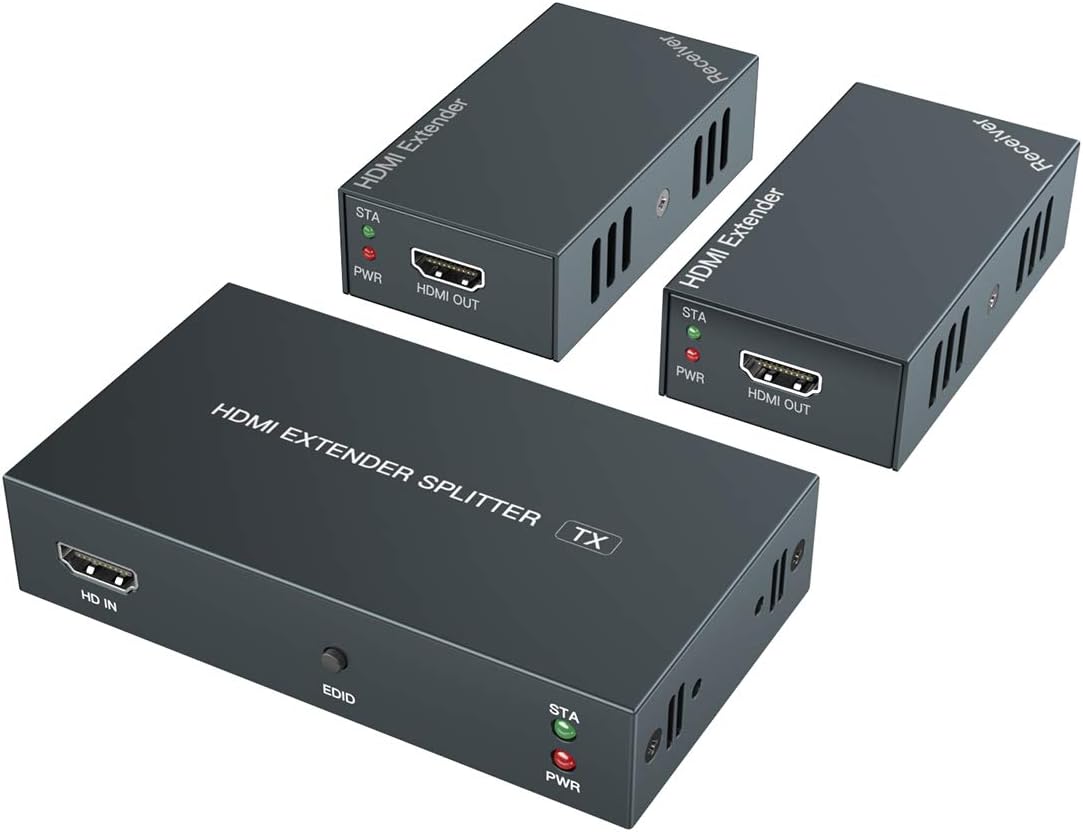 HDMI Extender 1 to 2 Splitter with 2 HDMI Local Output, Pack of 2 W4725