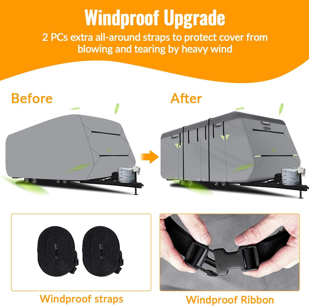 5 Layers Waterproof Travel Trailer RV Cover with 2 Windproof Straps R748823