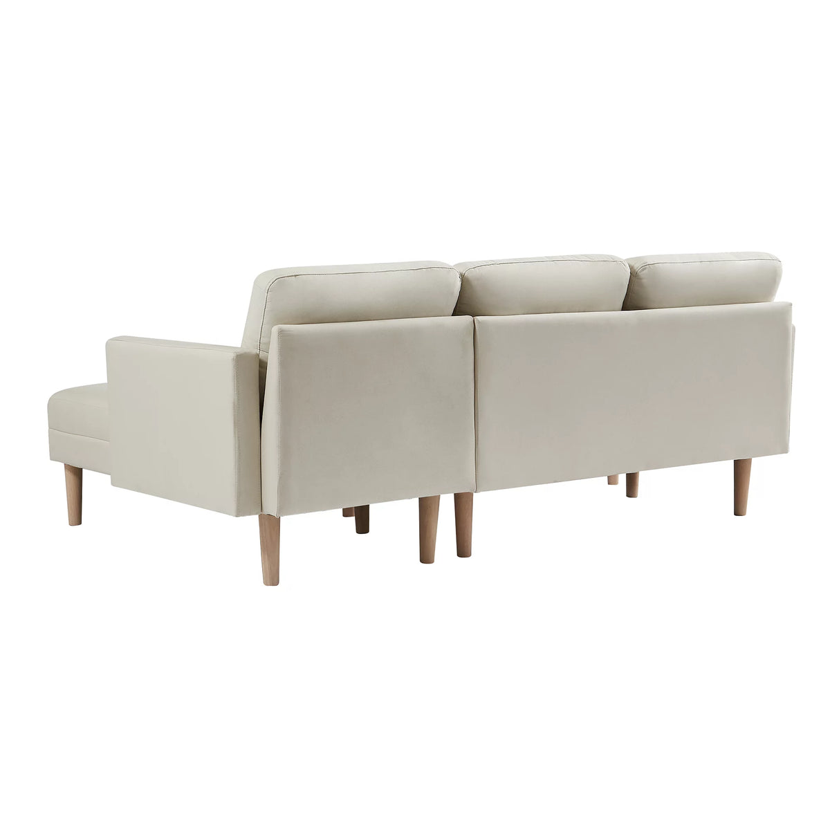 Beige L-shape Sectional Sofa Bed with Ottoman Bench J6114