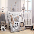 Jungle Safari Gray/Tan/White 6-Piece Baby Crib Bedding Set X390764