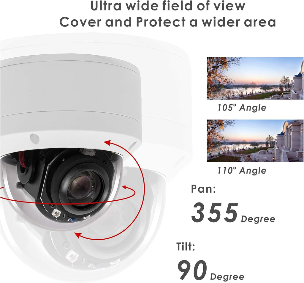 H.265 HD 1080P Security POE PTZ Dome Camera with 2.7-13.5mm Motorized Lens 5X Zoom P80221