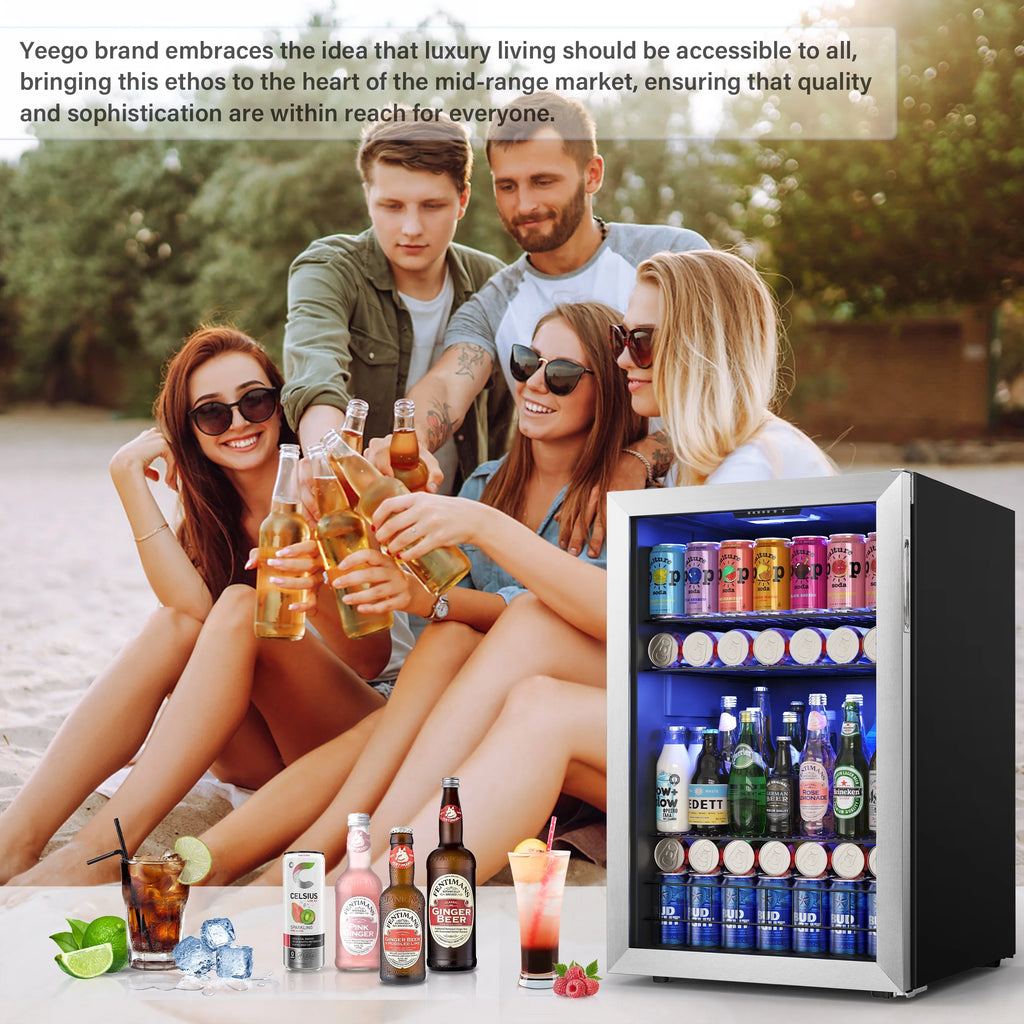 141-180 Can Freestanding Mini Beverage Refrigerator with Glass Door Z134