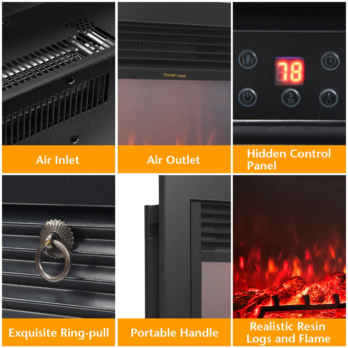 28.5 Electric Fireplace Insert Heater with Remote B11579