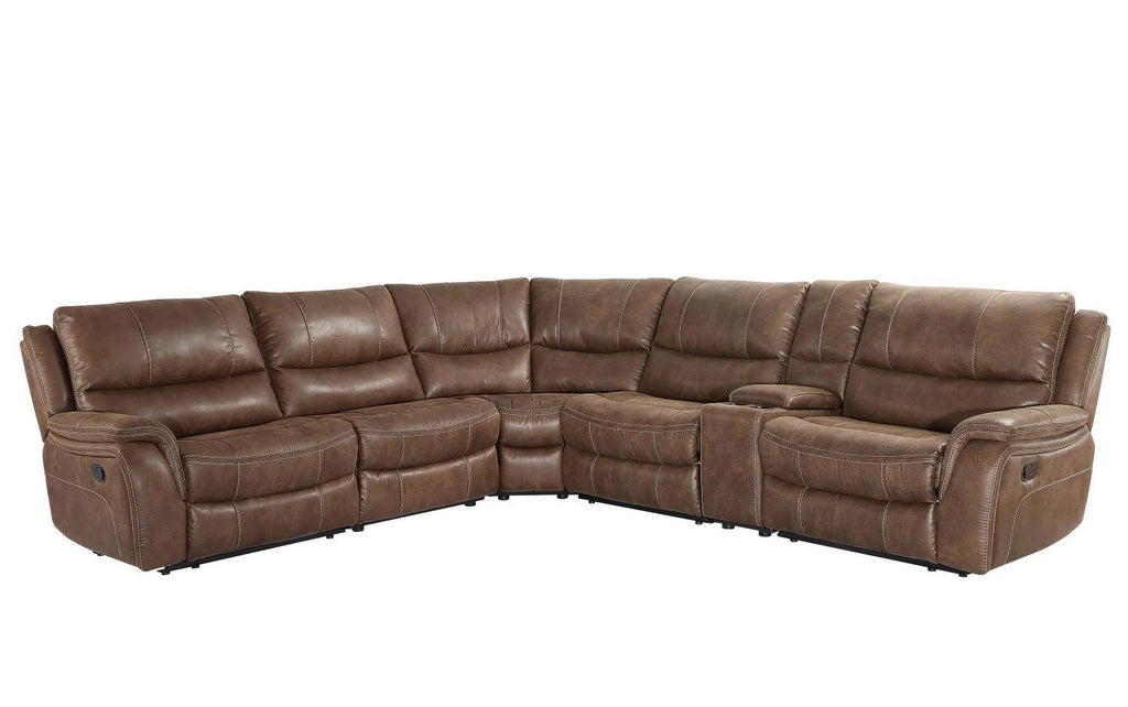 Cocoa Brown Faux Leather 6-Piece Reclining Sectional J987