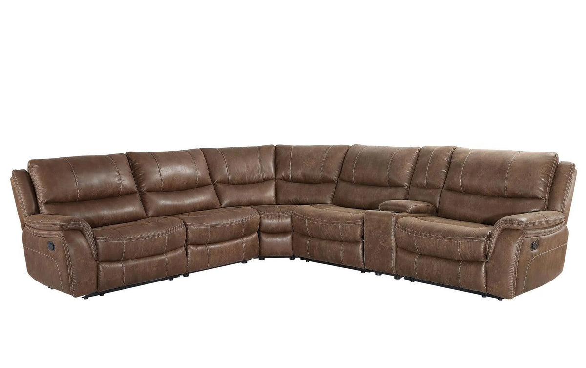 Cocoa Brown Faux Leather 6-Piece Reclining Sectional J987