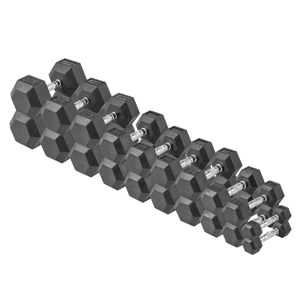 150 lb Hex Rubber Dumbbell Set W353406