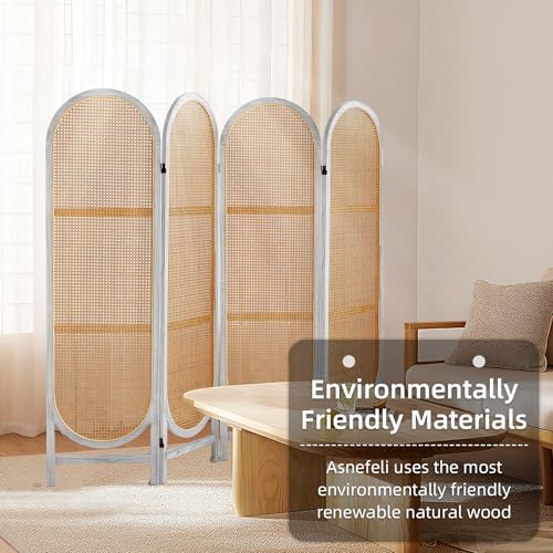 Black Natural 4 Panels Foldable Wooden Room Divider G673040