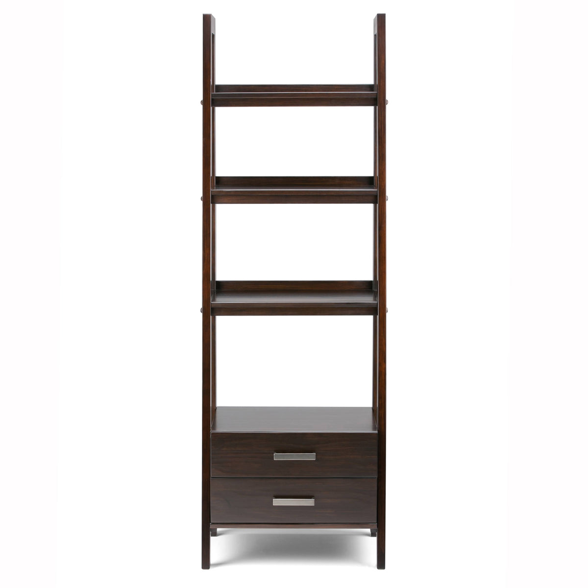 Solid Wood Ladder Shelf with Storage Distressed Gray Y940584