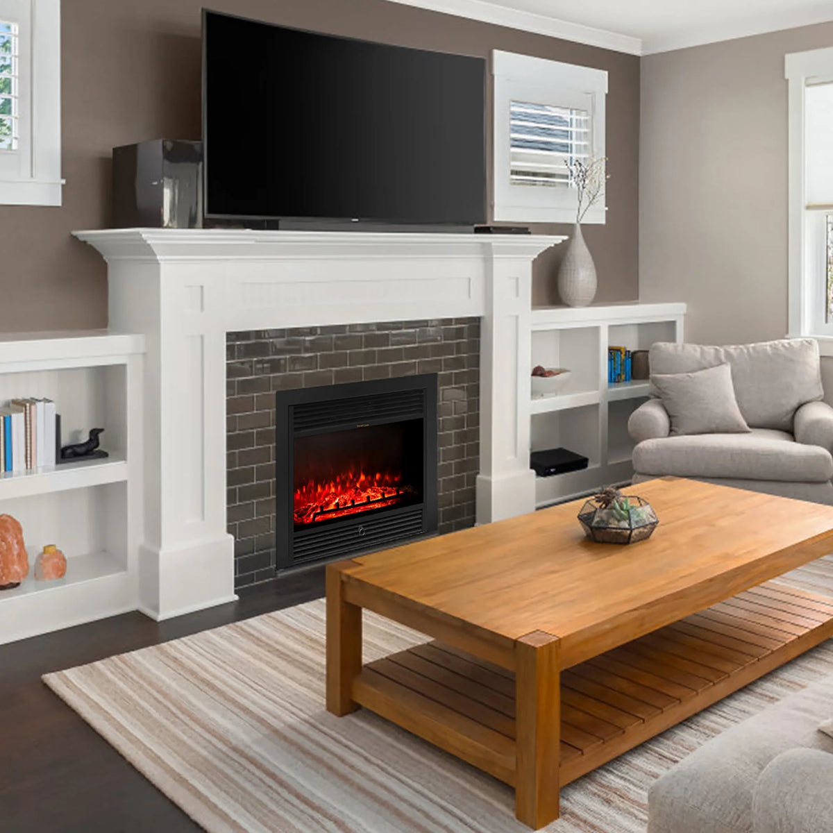28.5 Electric Fireplace Insert Heater with Remote B11579