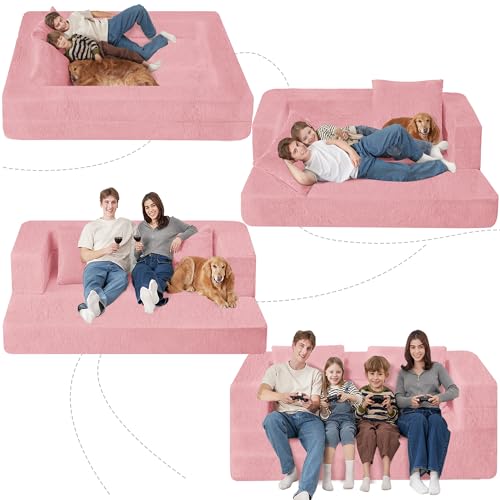 Faux Fur Convertible Bean Bag Sofa Bed with Pillow H745