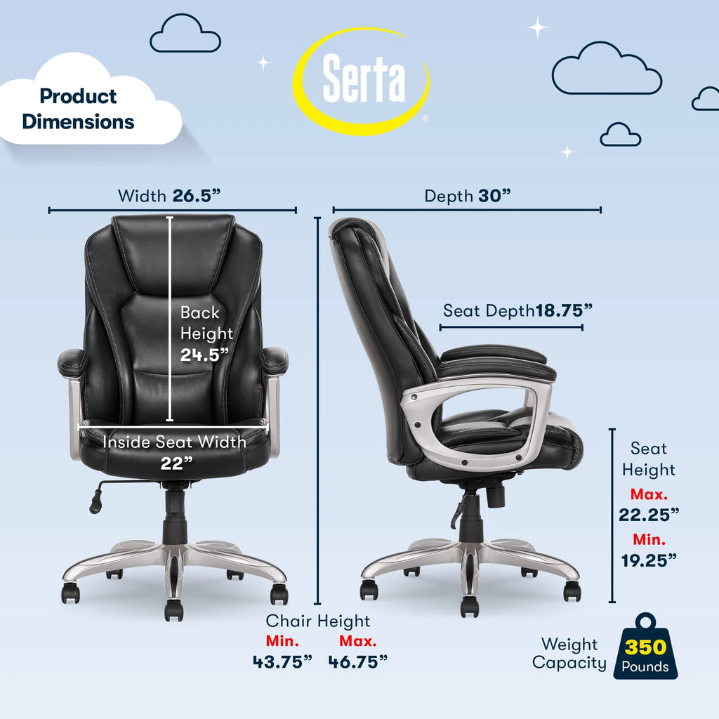 Black Bonded Leather Office Chair with Memory Foam W717