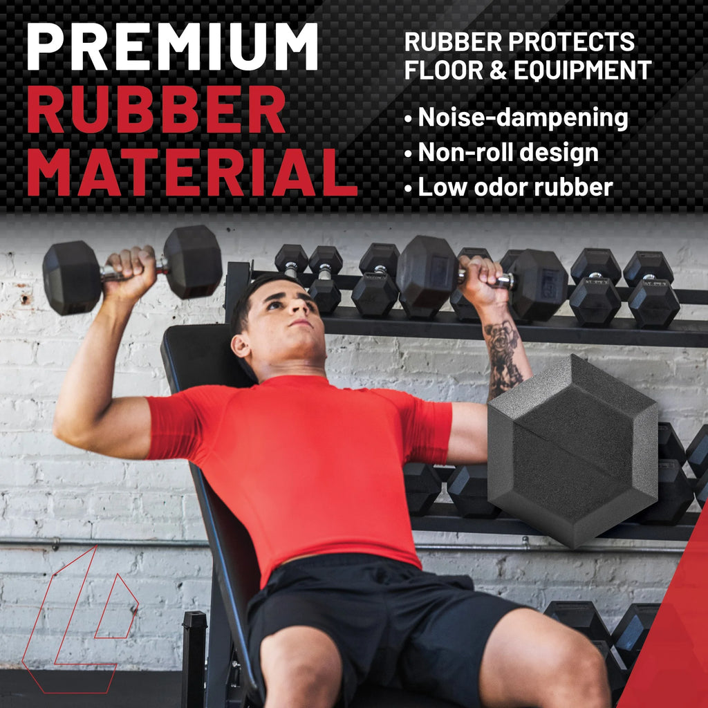 150 lb Hex Rubber Dumbbell Set W353406