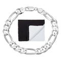 9.3mm Solid .925 Sterling Silver Figaro Chain Link Bracelet W432038