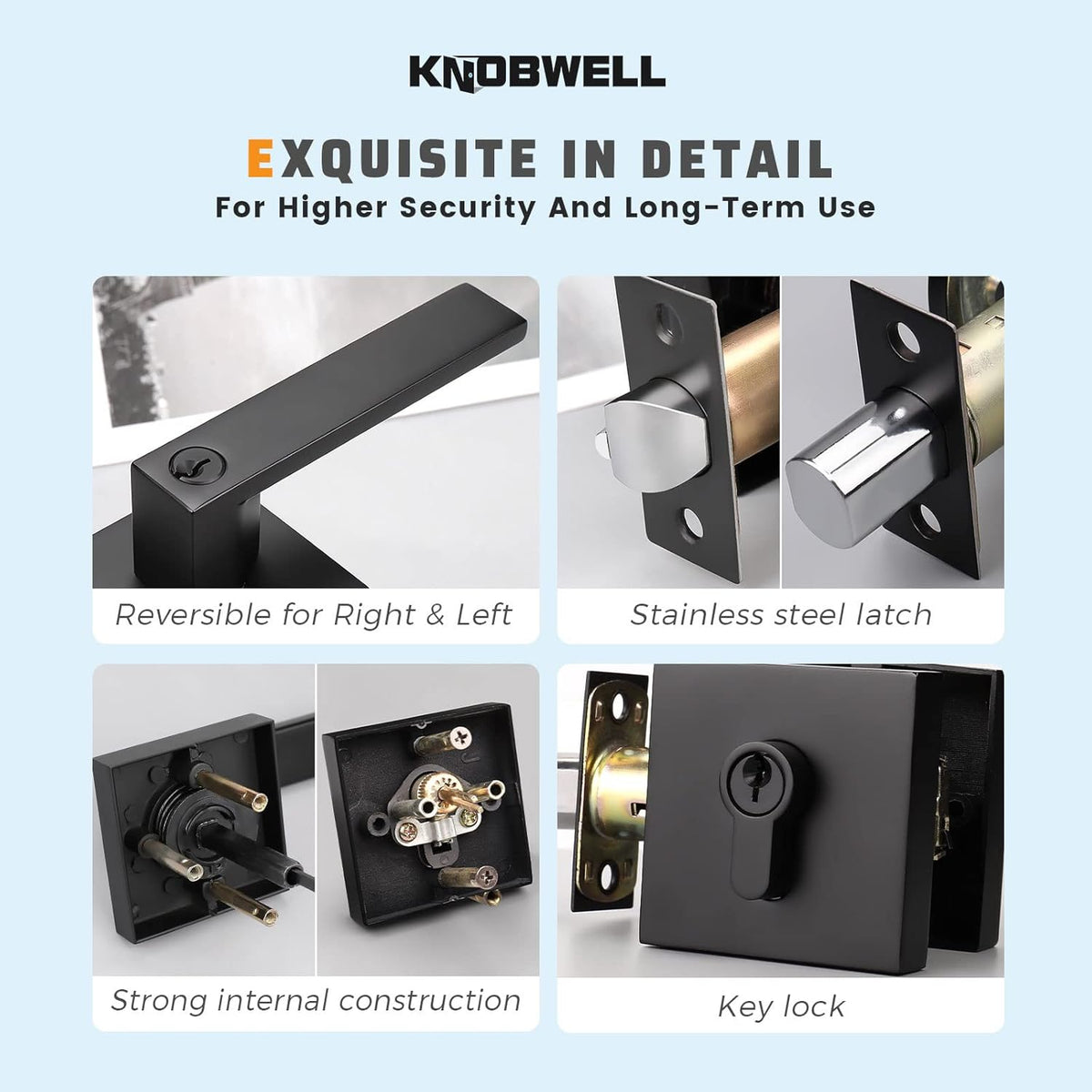 Matte Black Solid Steel Entry Door Handle Set with Deadbolt and Lever, Pack of 2 W486349