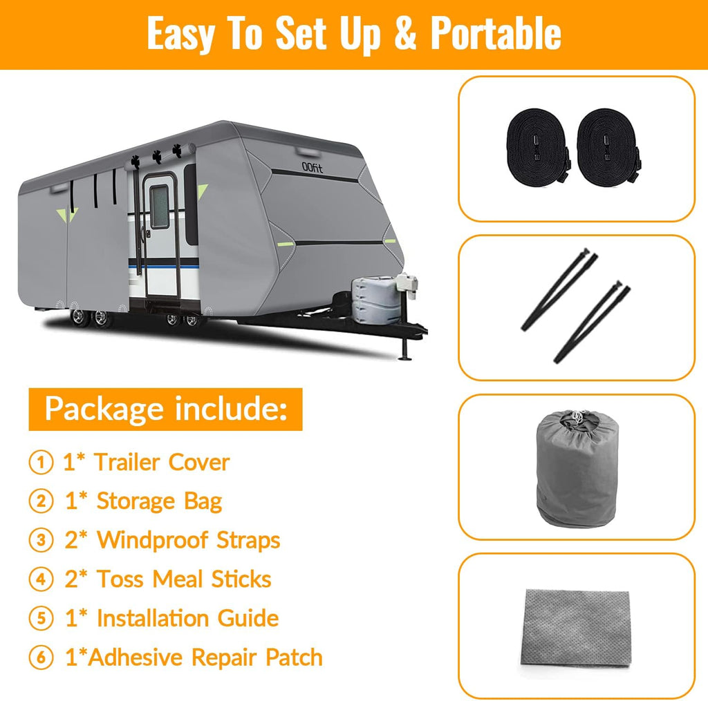 5 Layers Waterproof Travel Trailer RV Cover with 2 Windproof Straps R748823