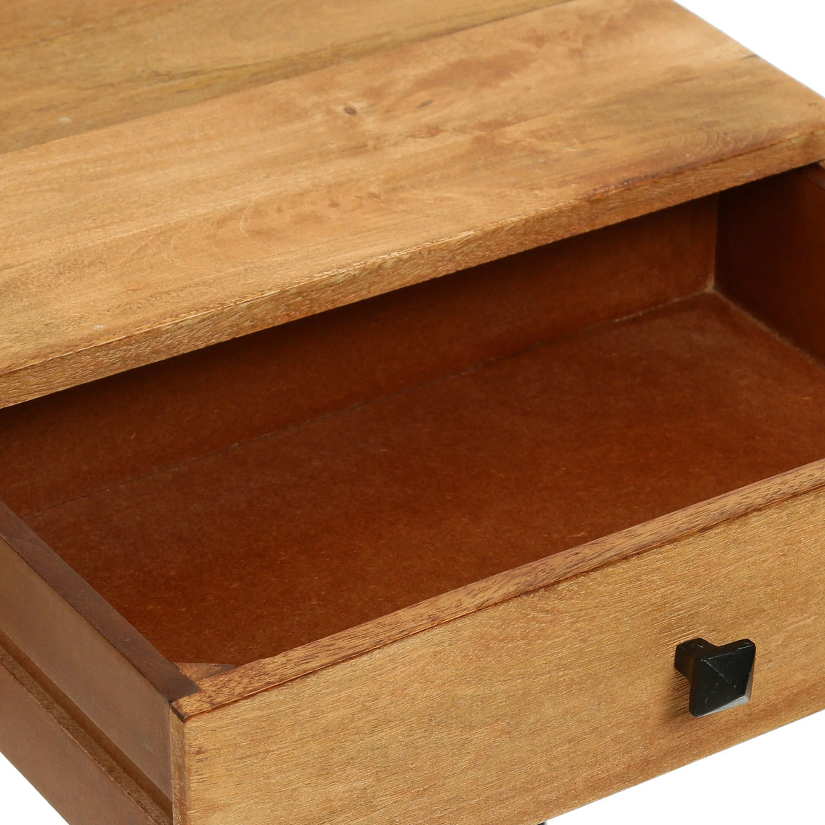 Mango Wood C-Shaped Side Table with Drawer M3771